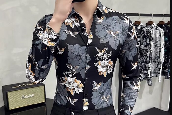 299 Rs Only Flower Style Casual Men Shirt Long Sleeve thesparkshop.in